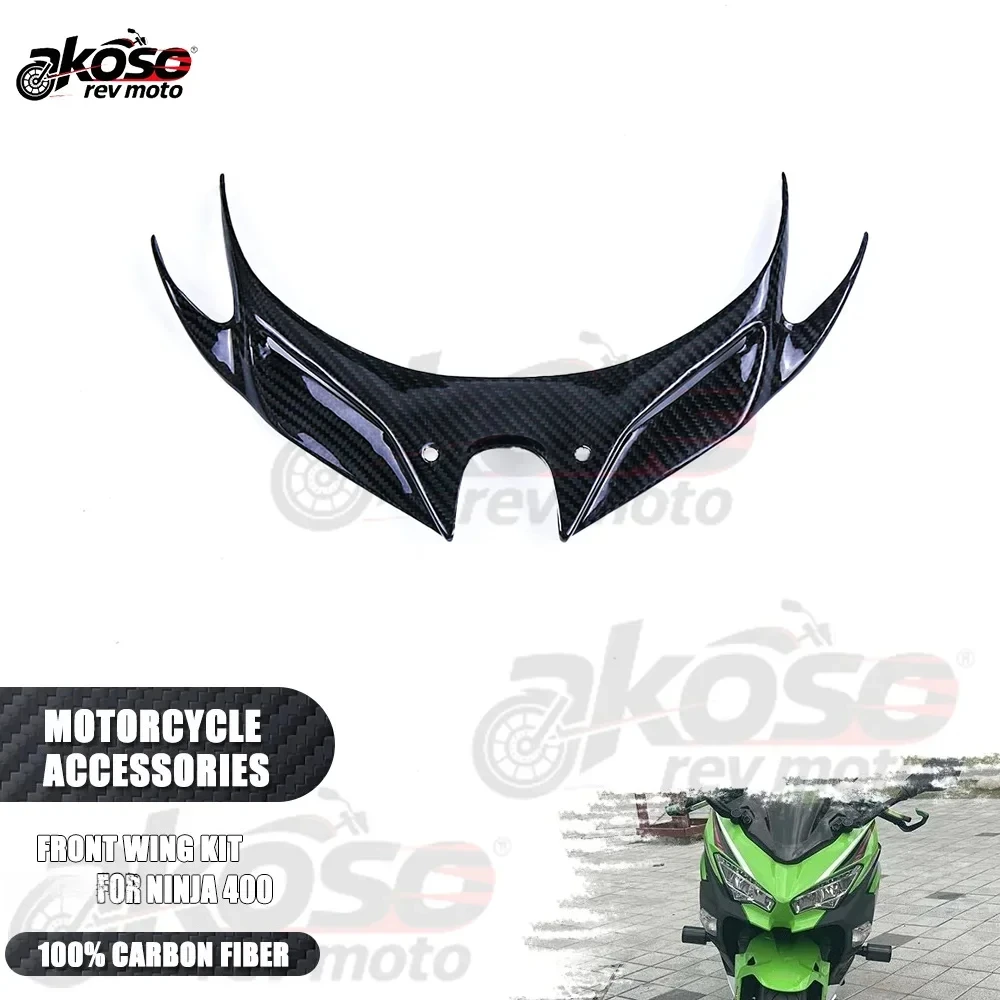 

Carbon Fiber Front Wing Kit Spoiler Ailerons Fairing hood Set Motorcycle Part For Kawasaki Ninja 400 EX400 Z400 2019 Accessories