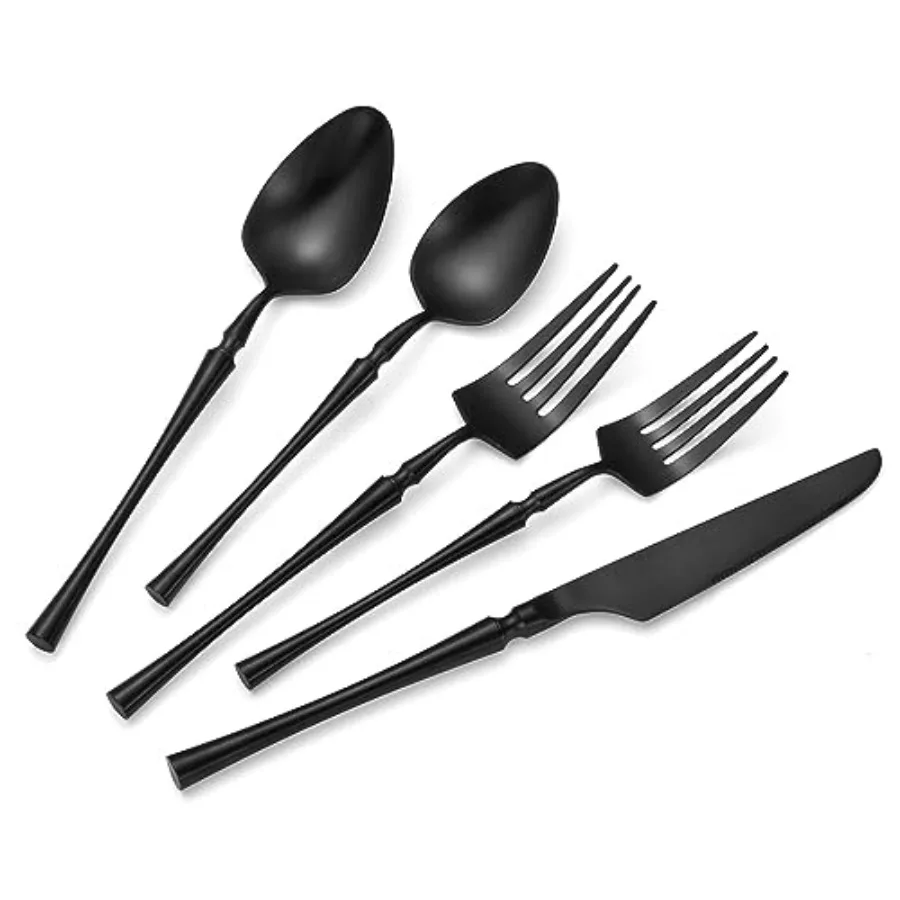 

Набор столовых приборов из 20 предметов, матовый черный, из нержавеющей стали 18/10, на 4 персоны, уникальный набор с ручками в стиле Кантонской башни