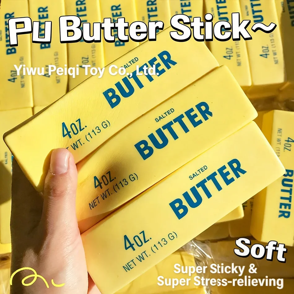 Squishy Simulation Big Butter Stick Fidget Toys Elastic Cube Cheese Stick Funny Squeeze Prank Toy Stress Anxiety Relief Game