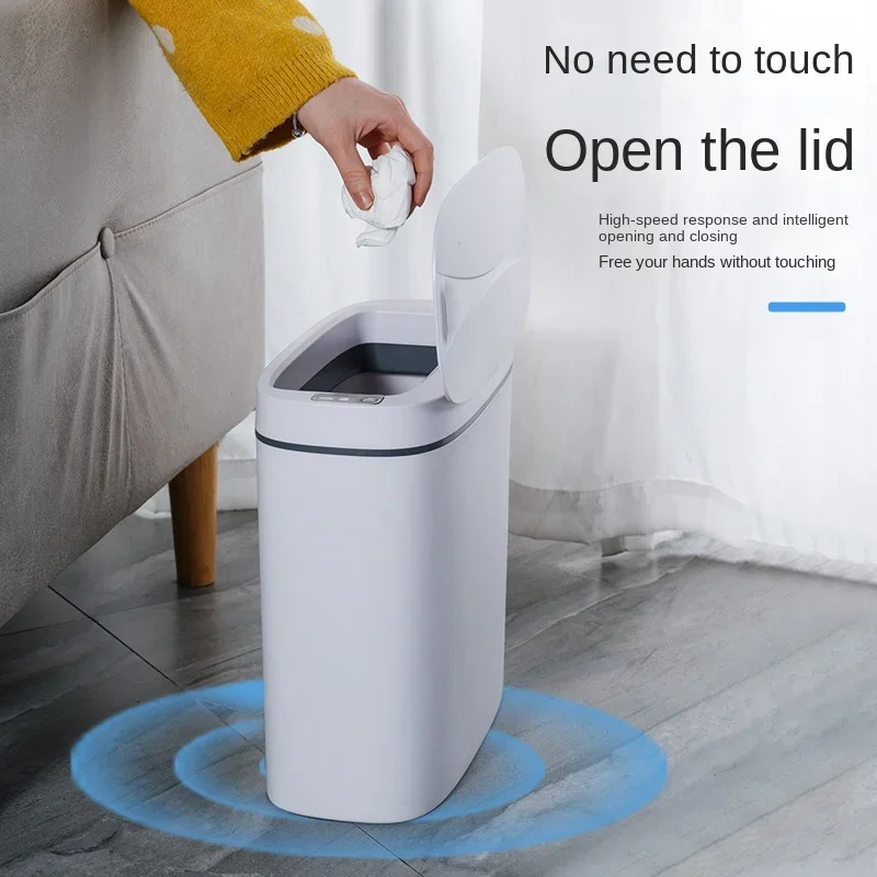 

14L Smart Trash Can Waste Automatic Bin for Bathroom Toilet Waterproof Narrow Seam Sensor Bin Kitchen Wastebasket