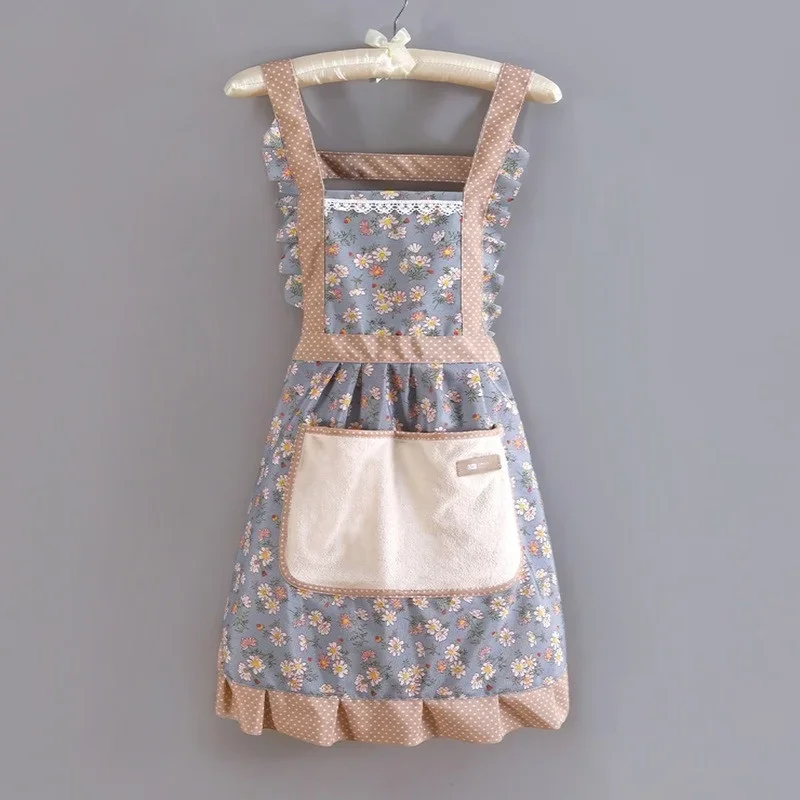 Cute Apron with Pocket Anti-fouling Grease Proofing Apron Breathable Cleaning Sleeveless Aprons Home Kitchen Cooking Accessories