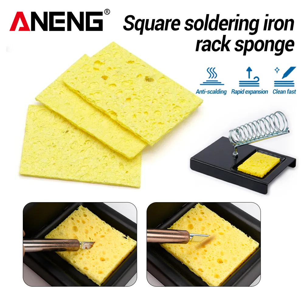 ANENG Soldering Iron Stand Replacement Sponge 10Pcs Square Heat‑Resistant Cleaning Pad For Electronic Welding Repair Accessories