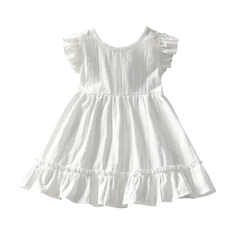 Girls Baby Dress Pure Cotton White Dress Summer Dress New Little Girl Sleeveless Thin Dress Children\'s Princess Dress