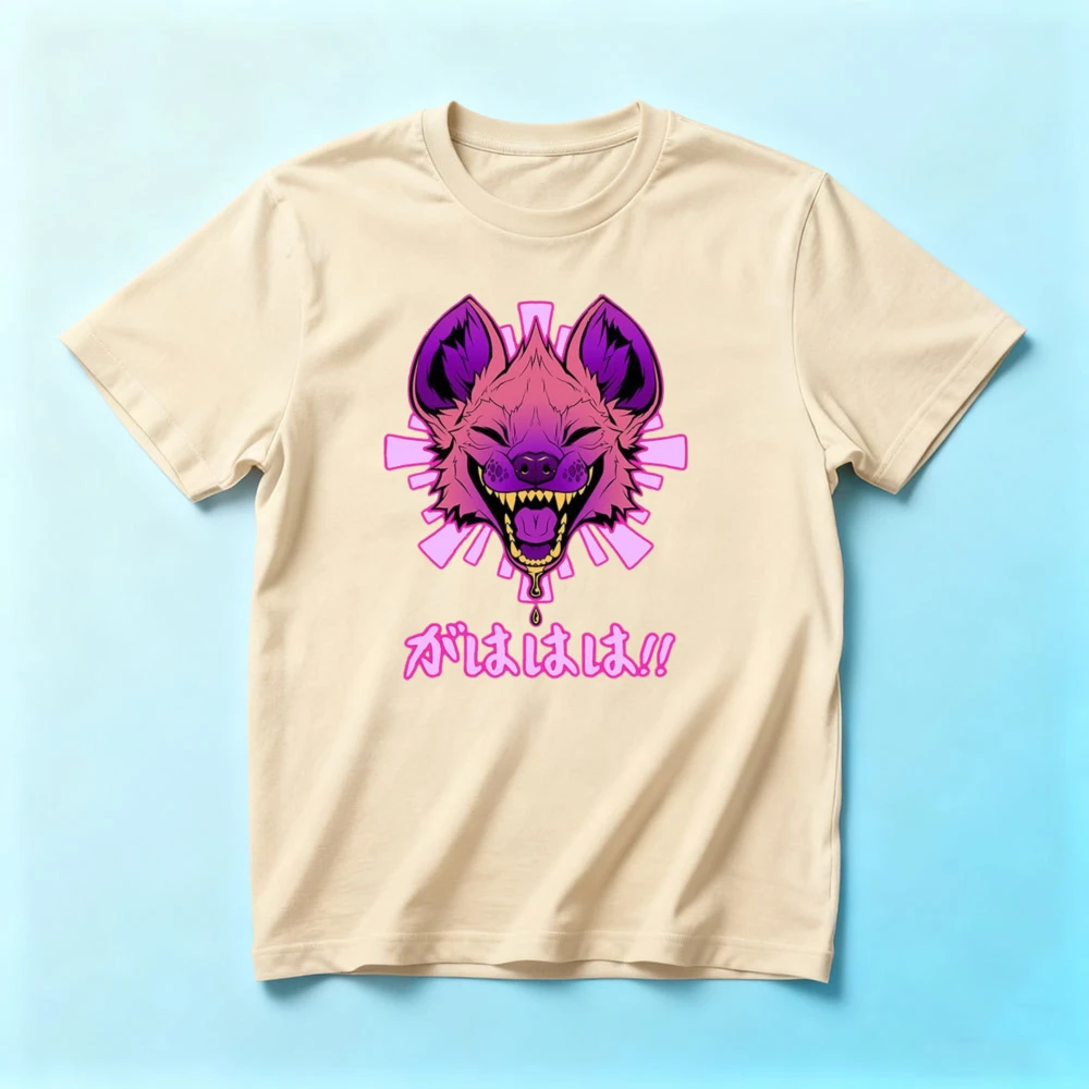 Gahahaha Japanese Meme TShirt Hyena Vaporwave T-Shirt Japan Art Graphic Tee Men Women Unisex Fashion Crewneck Cotton Tee Tops