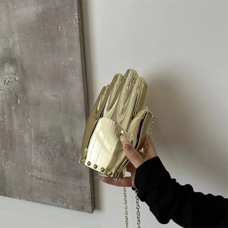 

Прекрасная акриловая модная обеденная сумка в форме ладони, женская цепочка с косой цепочкой через плечо, милая вечерняя сумка