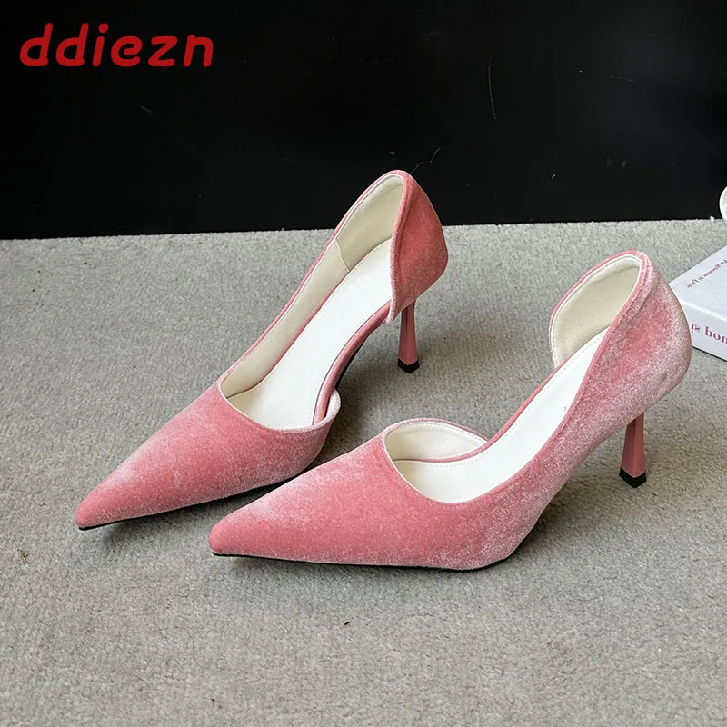 

Pink Fashion Silk Elegant Women Stiletto Heels Pumps Shoes New 2026 Wedding Sexy Pointed Toe Dress Ladies Heels Slip On Shoes