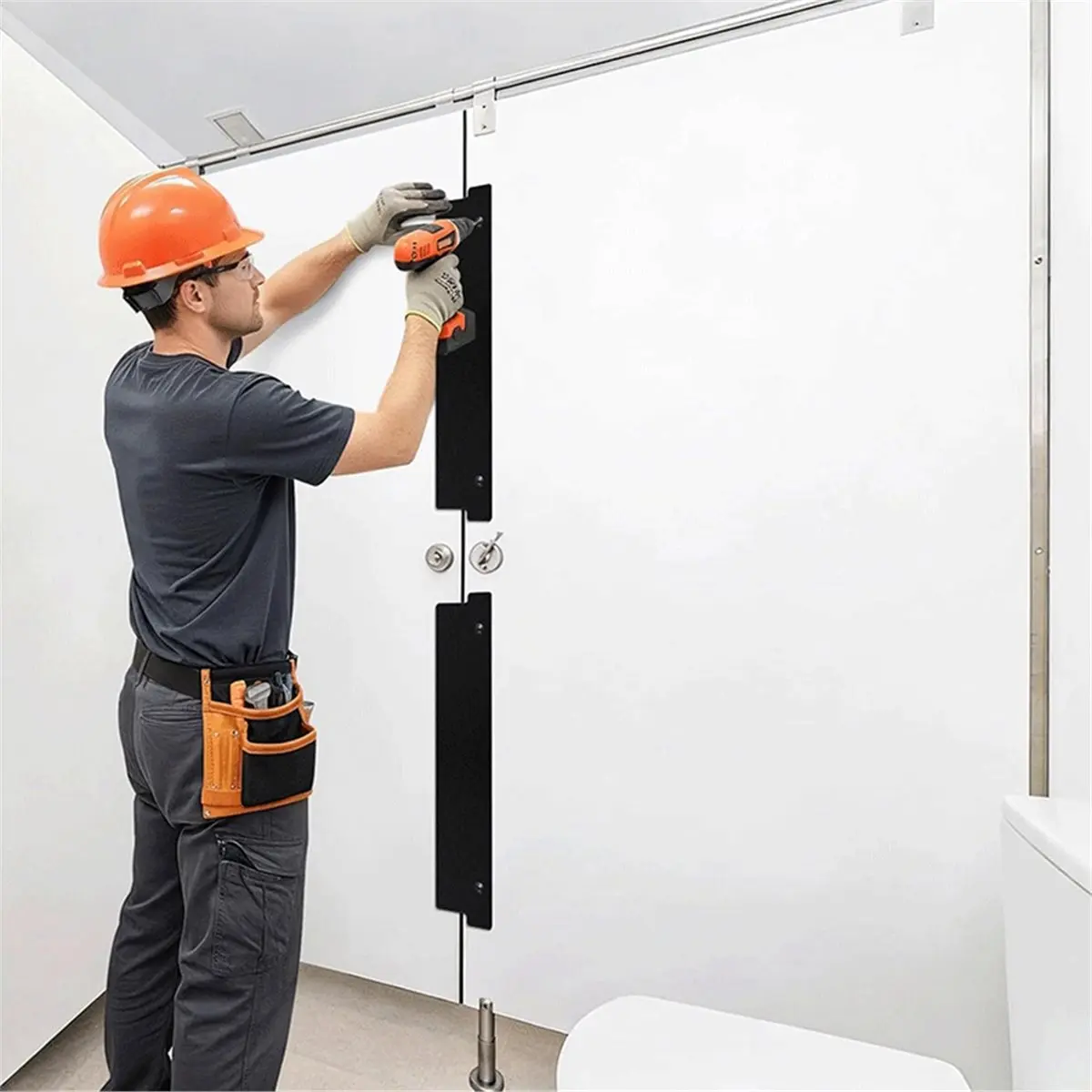 11·11COUPON Bathroom Stall Privacy Strip,Restroom Privacy Cover,Black Restroom Partitions,Stall Filler for Public Bathroom