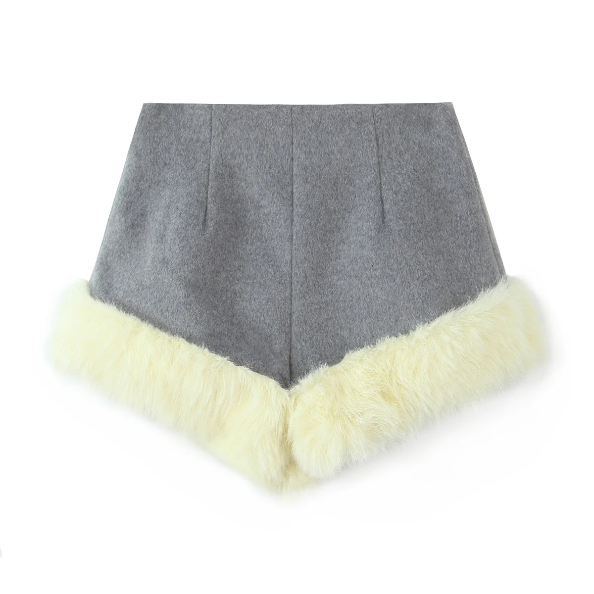 Women Fall Winter Elegant Shorts Faux Fur Splicing Shorts Fashion Elegant Cute Warm Shorts For Lady