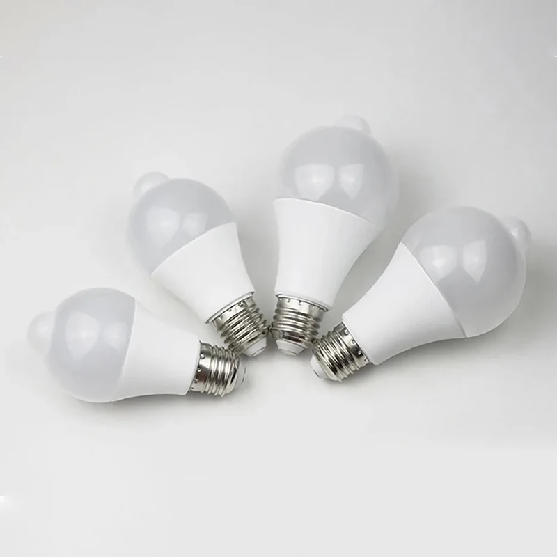 Ampoules LED à détecteur de mouvement, lampe à énergie LED, lumière à capteur PIR, marche et arrêt automatiques, veilleuse, éclairage de stationnement domestique, 24W, 18W, 15W, 12W