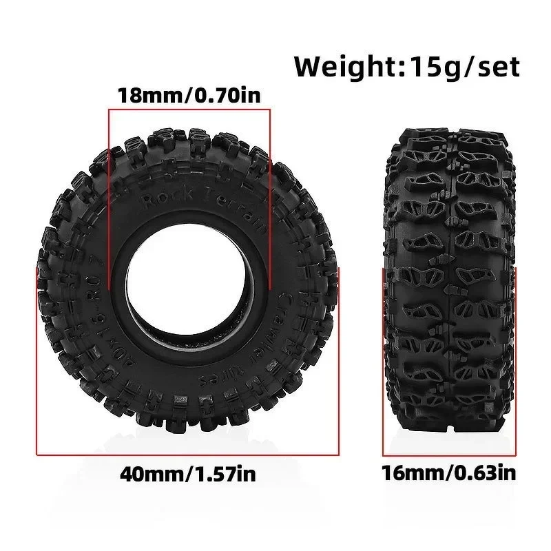 for SCX30 0.7 Inch Soft Rubber Tires 40×16mm With Foam Inserts for 1/30 Scale RC Crawler Axial SCX30 Micro Crawler