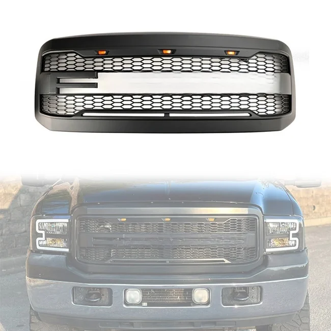 LUMA Accessories Black ABS Car Bumper Grill Replacement Truck Parts Fit 2005-2007 For Ford F250 F350 F-250 F-350 Super