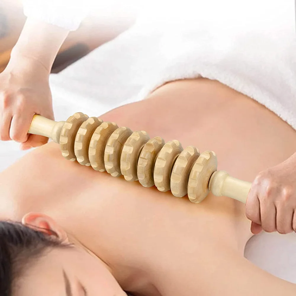 Wooden Gua Sha Board Wood Massage Roller Stick Body Sculpting Lymphatic Drainage Massager for Release Cellulite Sore Muscle