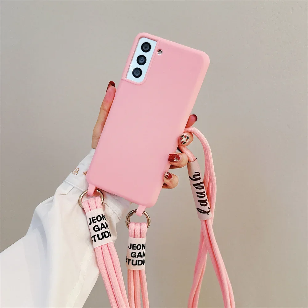 Etui na telefon ze smyczą do Samsung Galaxy S24 S23 FE S25 Ultra S22 S21 Plus A16 A06 A55 A35 A25 A15 A05 A05S Crossbody Soft Cover