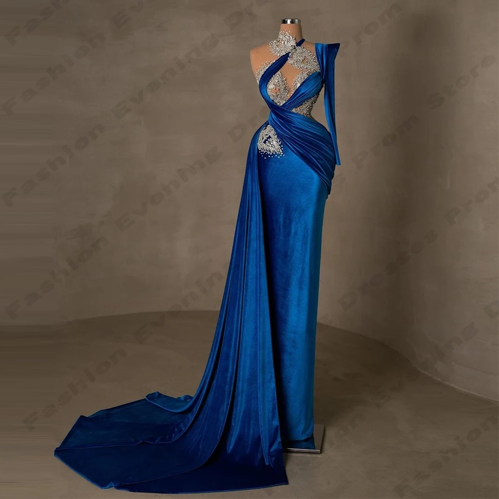 Mode sexy wunderschöne Satin Abendkleider einfache funkelnde Perlen elegante Single Shoulder Ärmel Ballkleider Party für Frauen