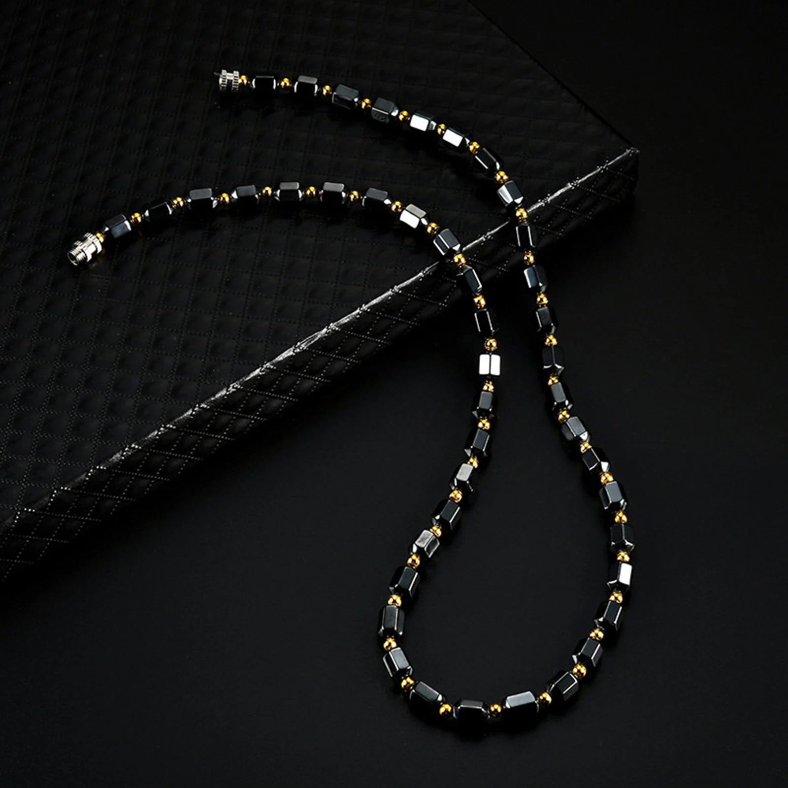 Unisex Beaded Hematite Necklaces Black Obsidian Therapy Necklace Designed To Suit Any Style