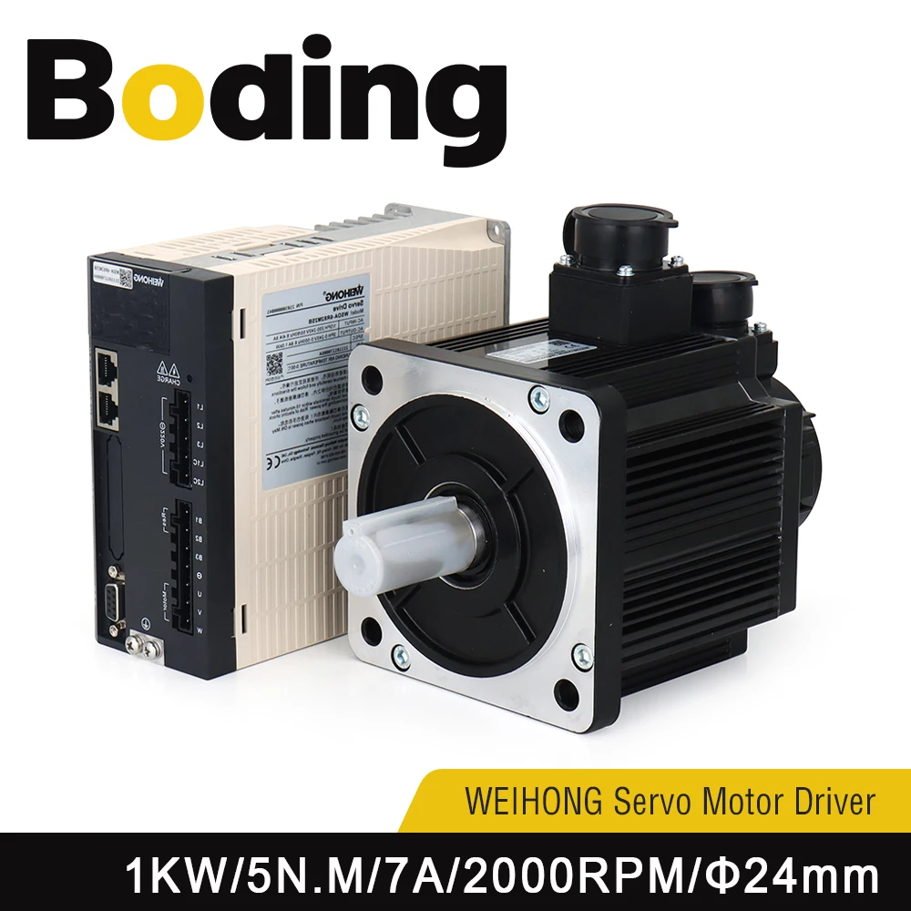 Boding Weihong Servo Motor Mn130-da4050d-f0b1d00 1kw 220v 5n.m 7a 2000rpm And Servo Driver Wsda-6r82m2sb With 3m Cable