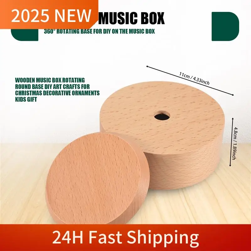 A49U Drewniana pozytywka Obrotowa okrągła podstawa DIY Rzemiosło artystyczne na świąteczne ozdoby dekoracyjne Prezent dla dzieci