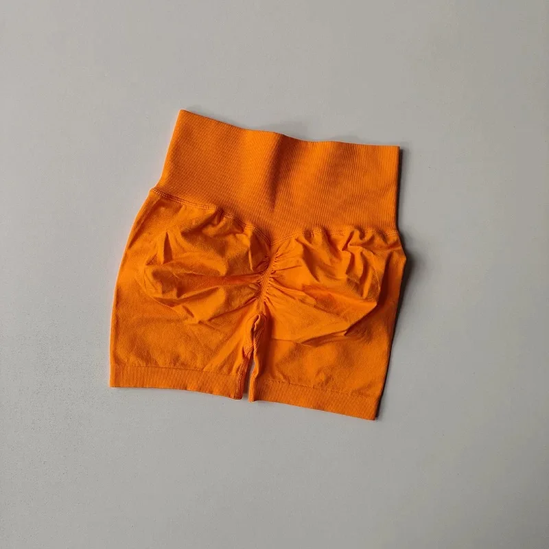 Damen-Sportshorts mit hoher Taille, pfirsichfarben, Hüftheben, Taillenstraffung, Abnehmen, Laufen, Training, Fitness-Kleidung – Detail 20