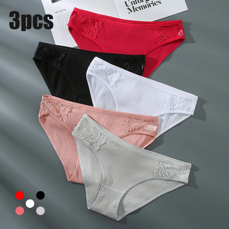 

Solid Color Ladies Panties Lace Splicing Sexy Girls Panties Summer Comfortable Breathable Lightweight Ladies Mid-rise Panties