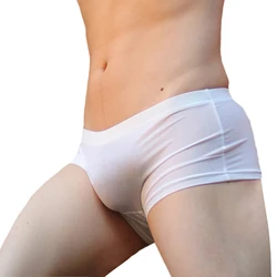 CLEVER-MENMODE Intimo da uomo in seta di ghiaccio Boxer traslucidi sexy ultrasottili Mutandine da uomo Boxer Mutande corte fresche Hombre