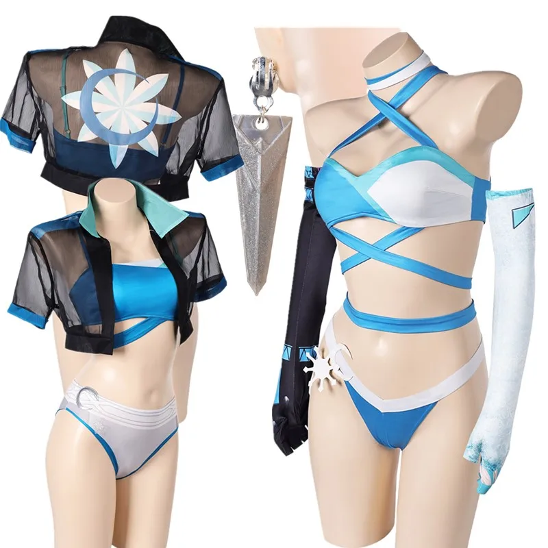 

Луна Снег Косплей Бикини Купальник Костюм Шить Маскировка Хи Женское Белье Перчатки Серьги Наряды Хэллоуин Карнавальный Вечерние Костюм