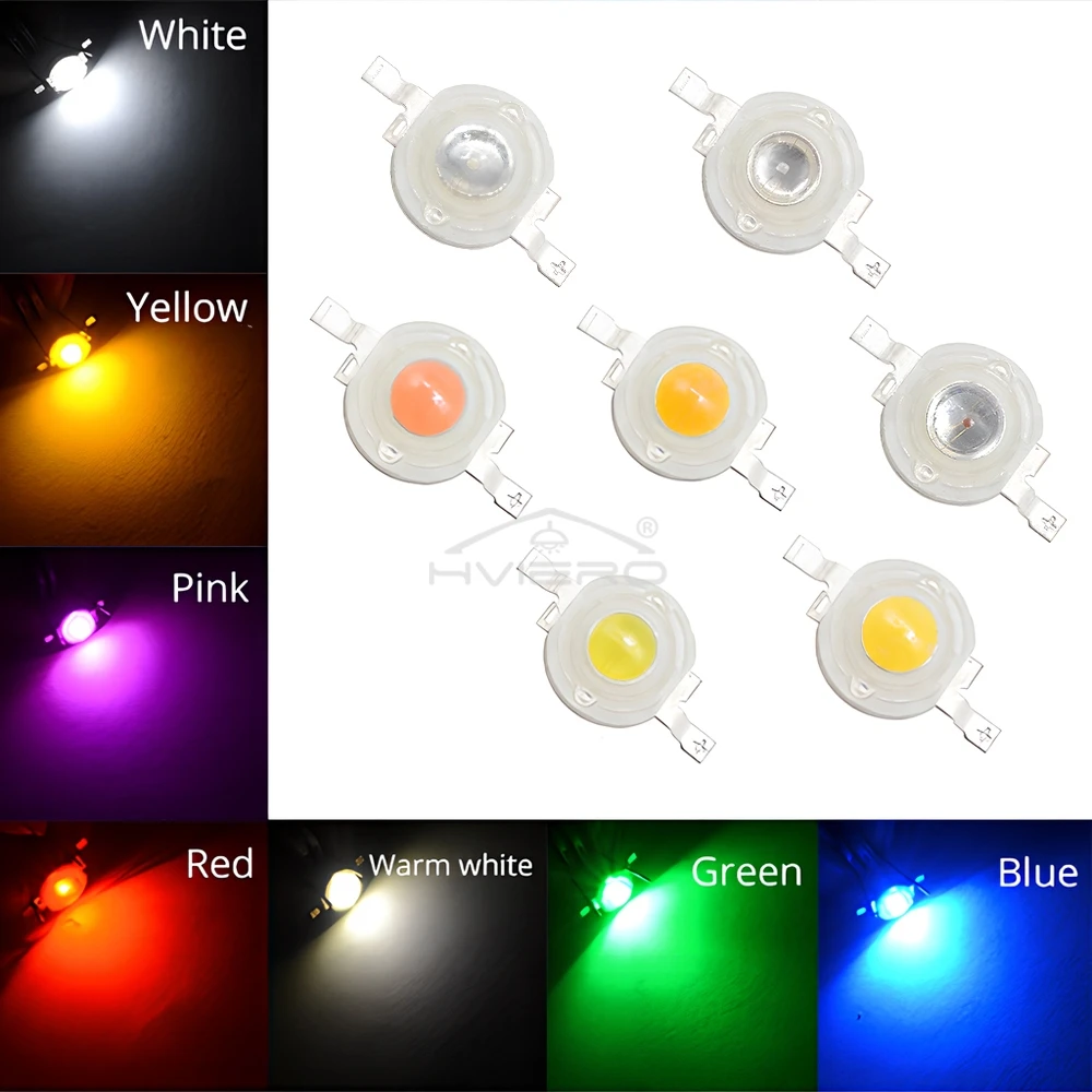 10 Pz 1 W Ad Alta Potenza LED Chip Lampada Lampadina 110-120LM Linea di Perline Emettitore Diodo Bianco Rosso Verde Blu Giallo FAI DA TE luci a Led