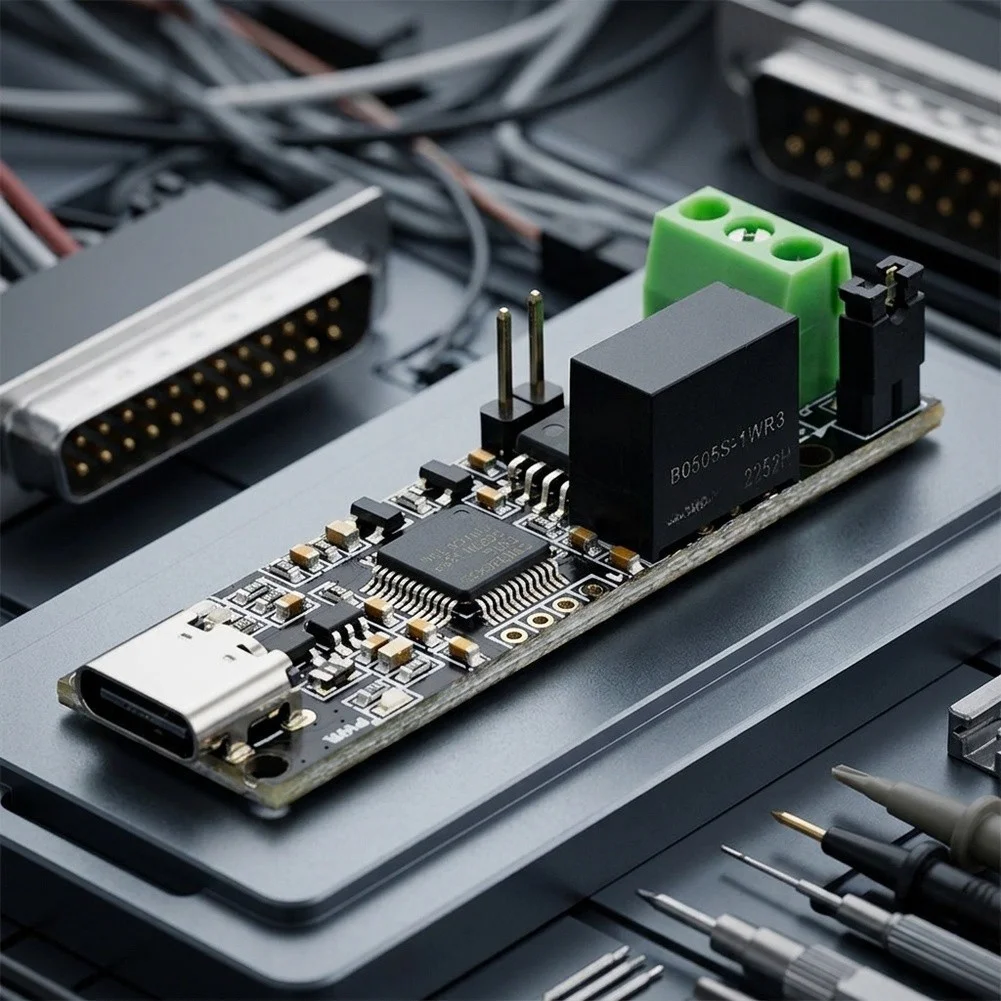 CANable 2.0 USB-C CAN Analyzer with 10.5 x 52 x 16 mm Factor for Integration into Compact Industrial Control Systems