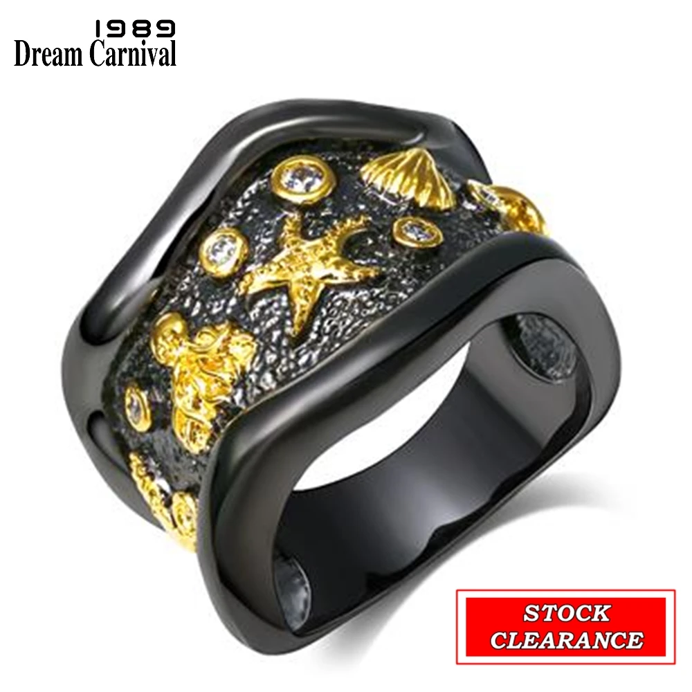 DreamCarnival1989 Gothic Women Rings Stock Inventory Clearance Great Bargain Price Limited Quantity Black Gold Color Gift