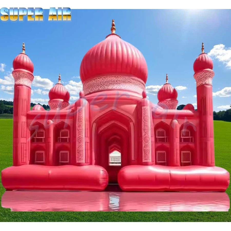 Fanshion ontwerp op maat prachtig rood Opblaasbaar gestoofd kasteel met luchtventilator voor evenementen