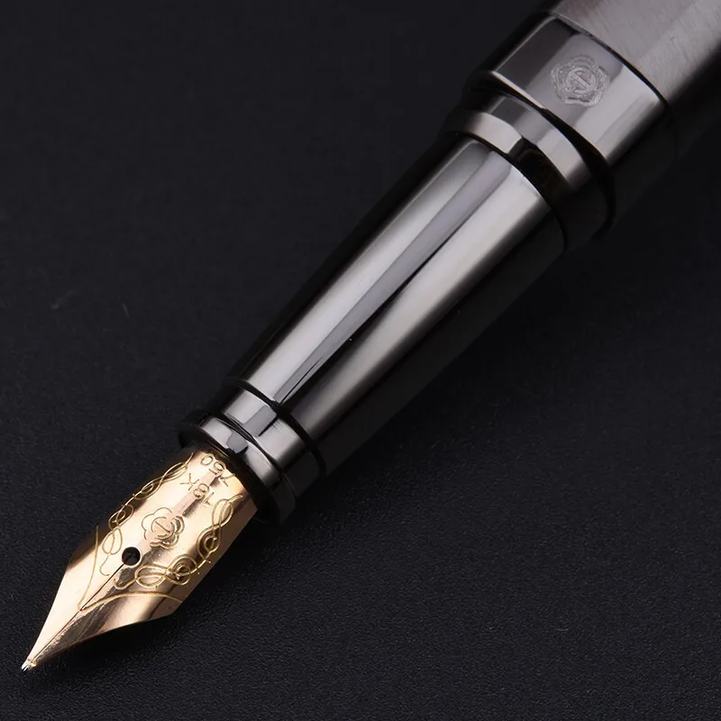 HERO 2190 18K Gold Fountain Pen Gold/Silver Blade 0.5mm Nib Ink Pen Men's Office Business Calligraphy Practice Gift Pen Writing