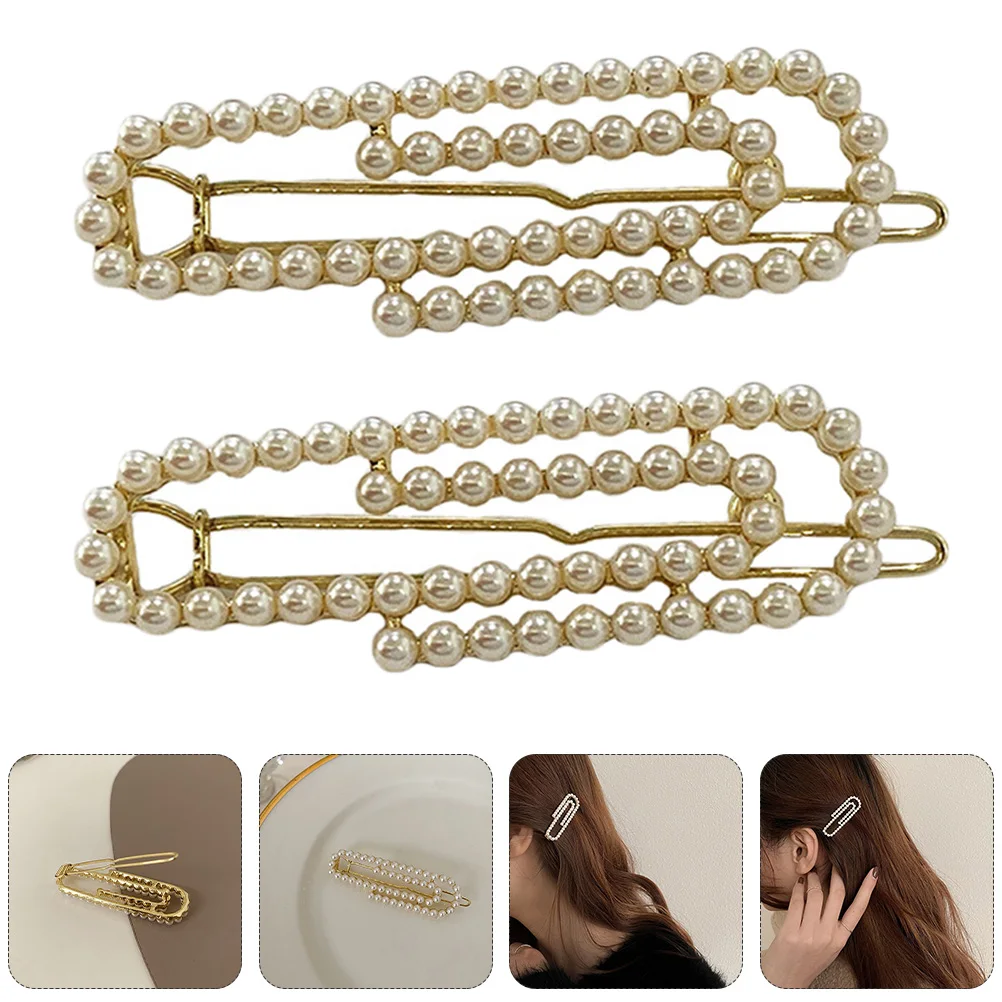 

Pearl Clips Creative Paperclip Shaped Smooth Surface Women Girls Hair Accessories Hair Bang Fixing Clip All Match Fashion