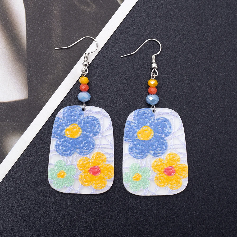 韓国スタイルのファッション気質カラーマッチングアクリルフラワーイヤリング女性のための夏のかわいいジュエリートレンド製品レディースギフト 1