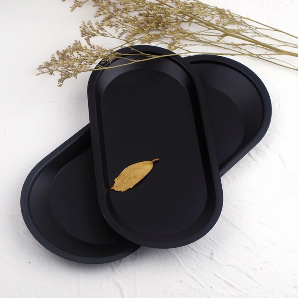 

1pc Stainless Steel Bathroom Tray Storage Organizer For Jewelry Coins Keys Phones Desktop Home Office Use S Black Size