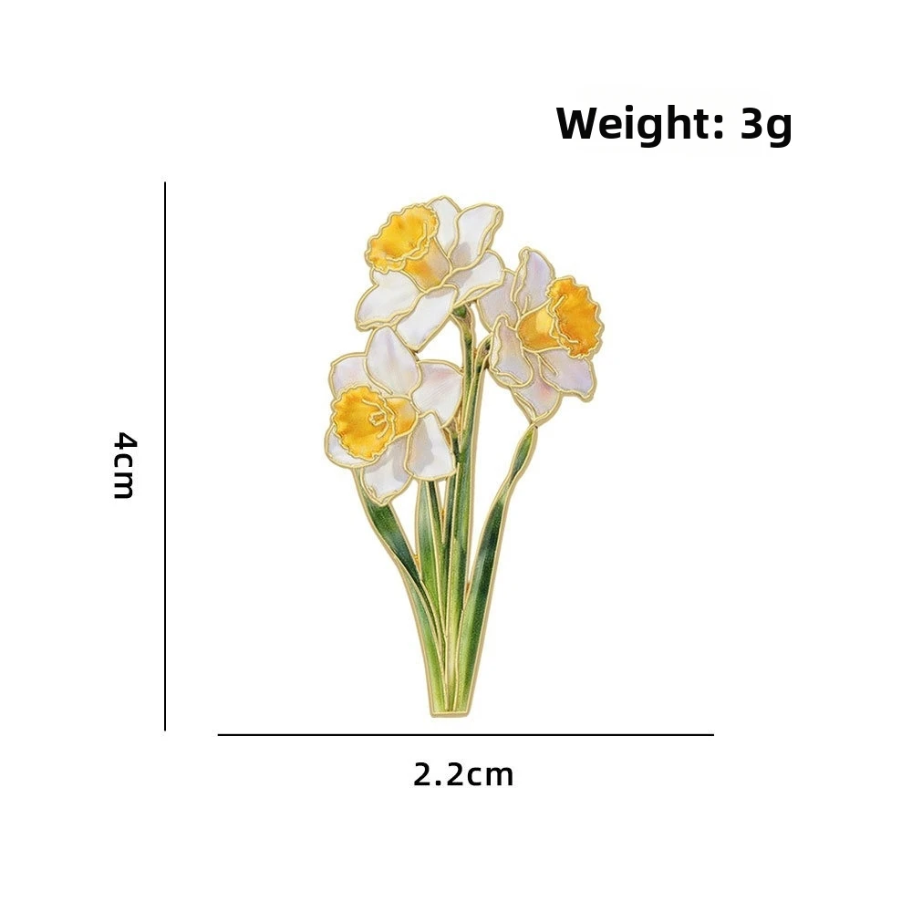 Assorted Colors Flower Brooches Botanical Design 12 Piece Set Lapel Brooches Enamel Material Metal Pin Back Enamel Flower Pins