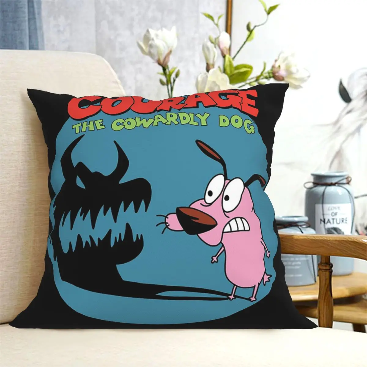 Courages The Cowardlys D.o.g Square Pillowcase Cushion Cover Pillow Case Throw Pillow Cover for Home Bedroom Car