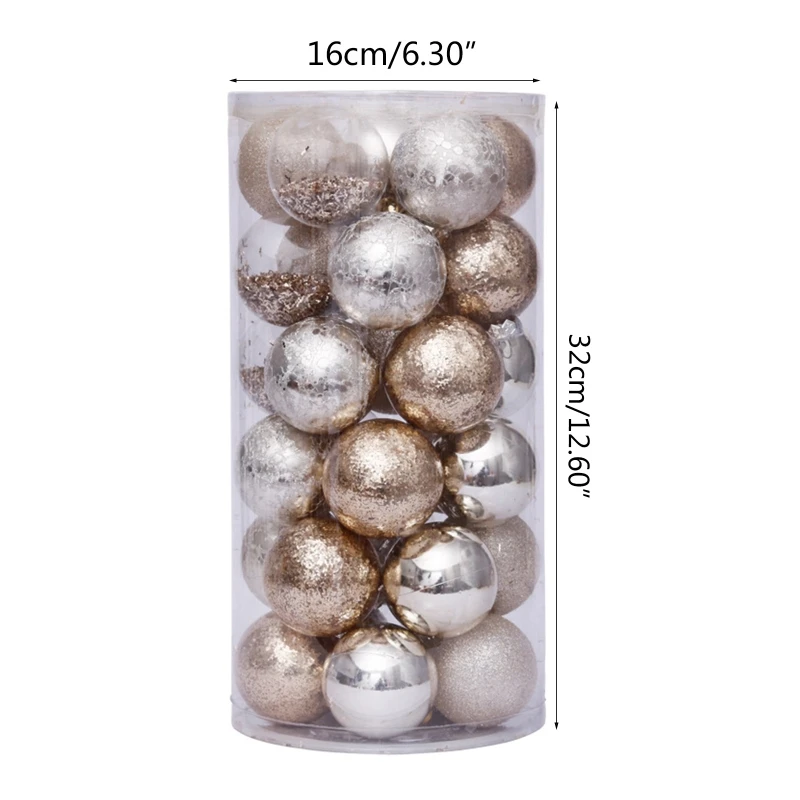 30pcs 6cm ลูกบอลคริสต์มาสตกแต่ง Golden โปร่งใสแขวนเครื่องประดับต้นคริสต์มาสงานแต่งงานตกแต่งบ้าน