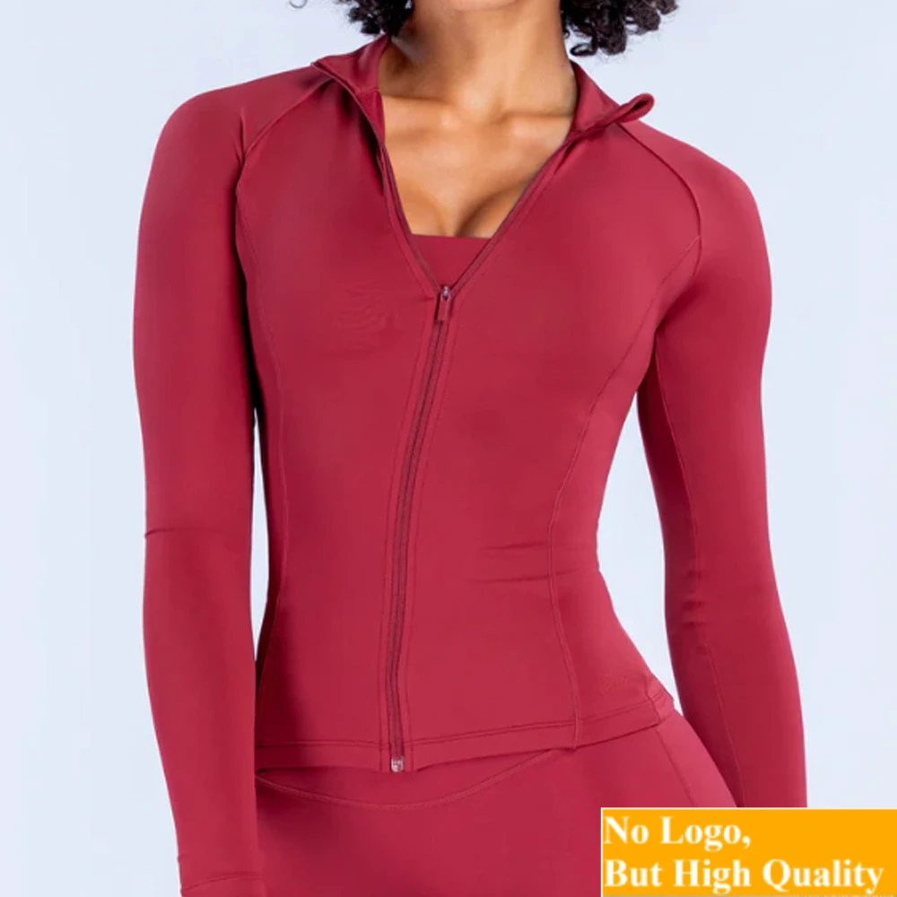 NO LOGO New Arrival Stand-Up Collar Zippered Long Sleeve Yoga Jacket Fitted Quick-Dry Yoga Wear Outdoor Fitness Sports Top