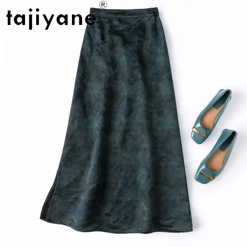 TAJIYANE 100% Mulberry Silk Women's Skirts 45MM Jacquard Silk Satin Skirts Woman Clothing Xiangyunsha Maxi Skirts for Woman Юбка