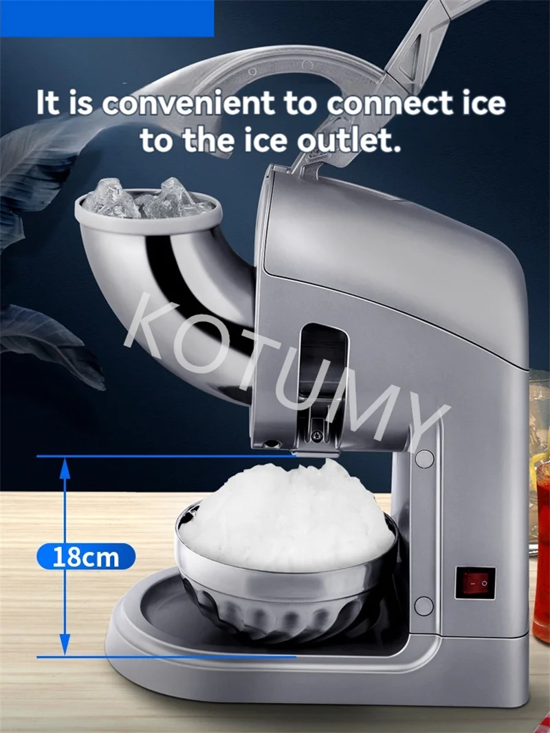 KOTUMY Electric Ice Breaker Household Commercial Snowflake Ice Breaker Mein Mein Ice High-Power Full-Automatic Shaved Ice