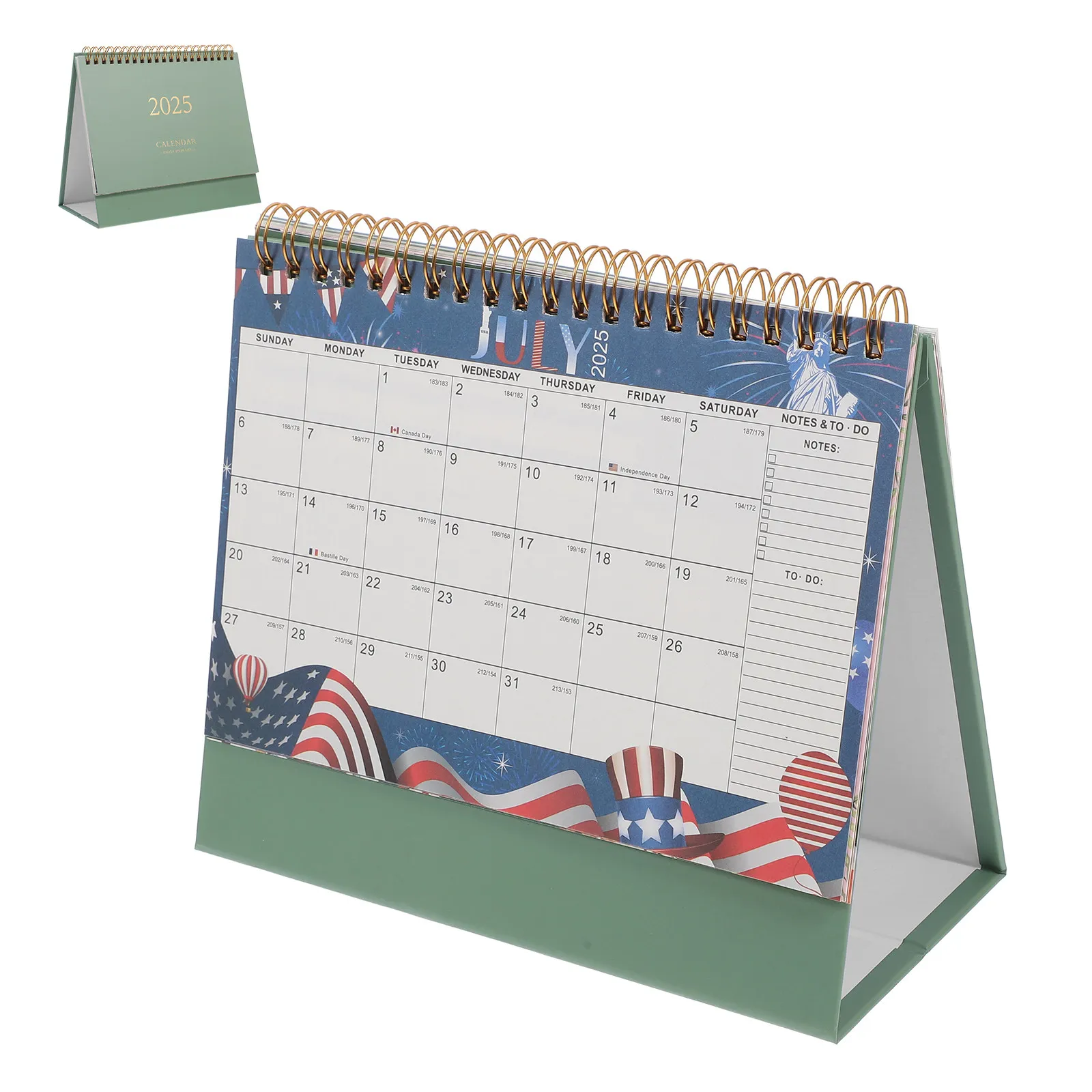 

2025 Desk Calendar Flip Style Thick Page Metal Bound Desktop Organizer for Teachers Office Workers Home Use Yearly Planning Tool