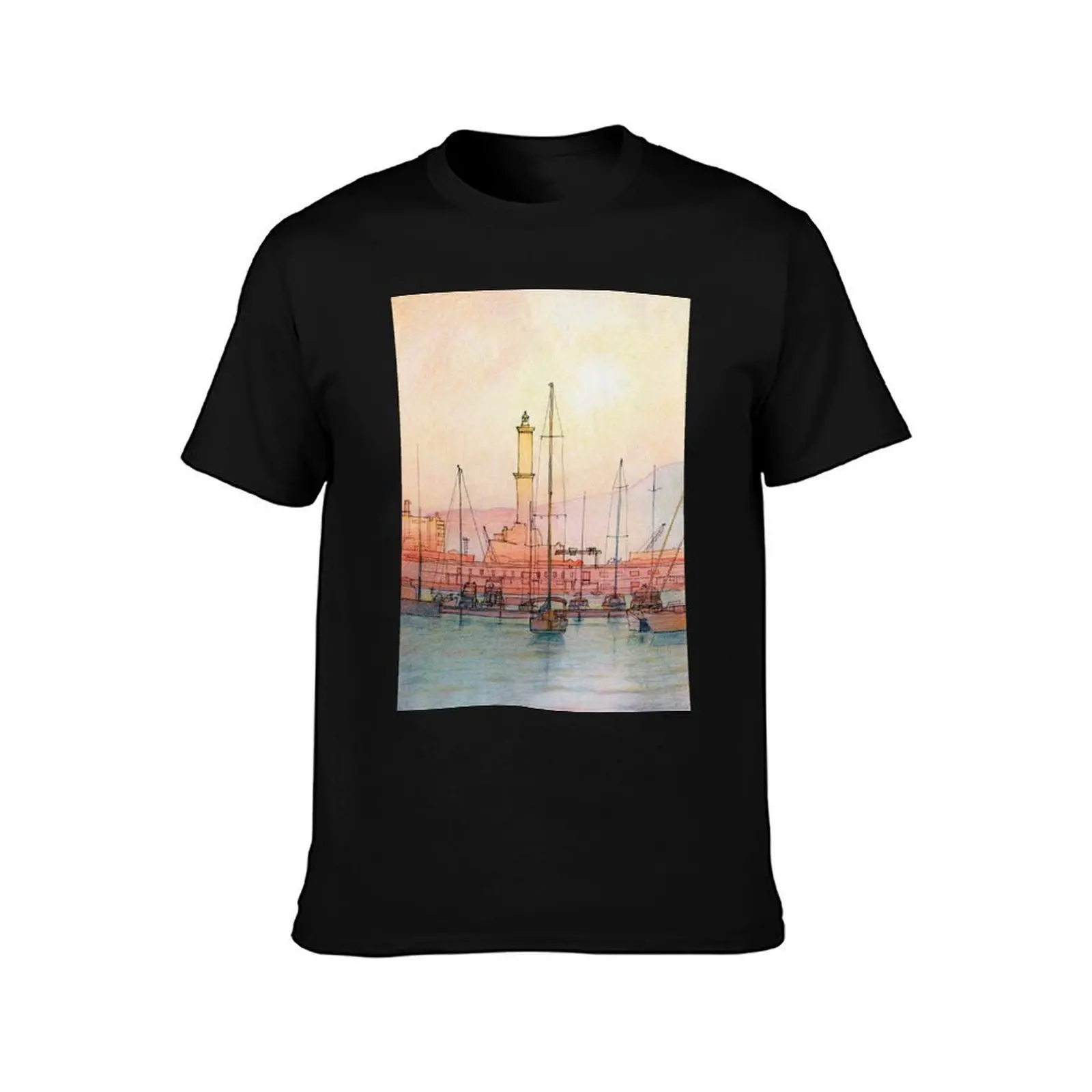 La Lanterna di Genova! T-Shirt Summer Casual Cotton Tee Oversized Streetwear Tops Vintage Graphic Print Unisex Men Women