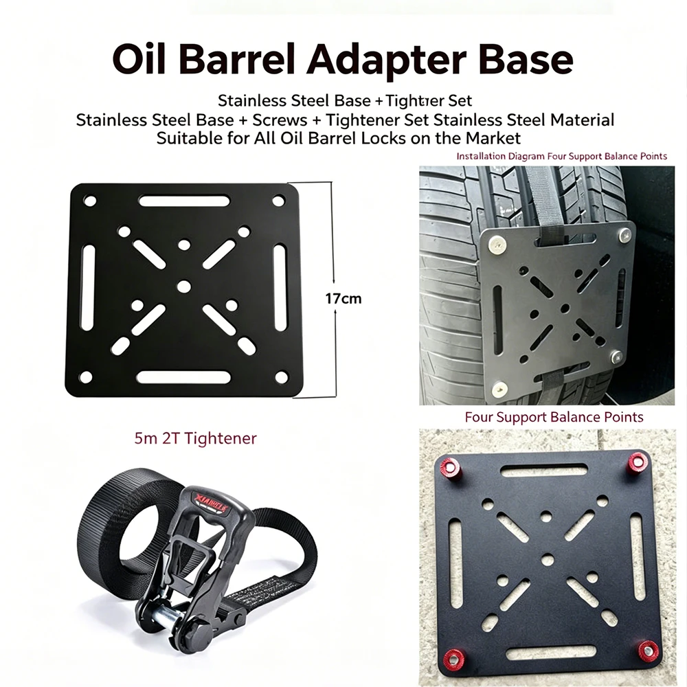 Spare Tire Fuel Can Mount Base Stainless Steel 5m 2T Ratchet Strap 4x4 Offroad SUV Oil Tank Holder For 4x4 Offroad SUV