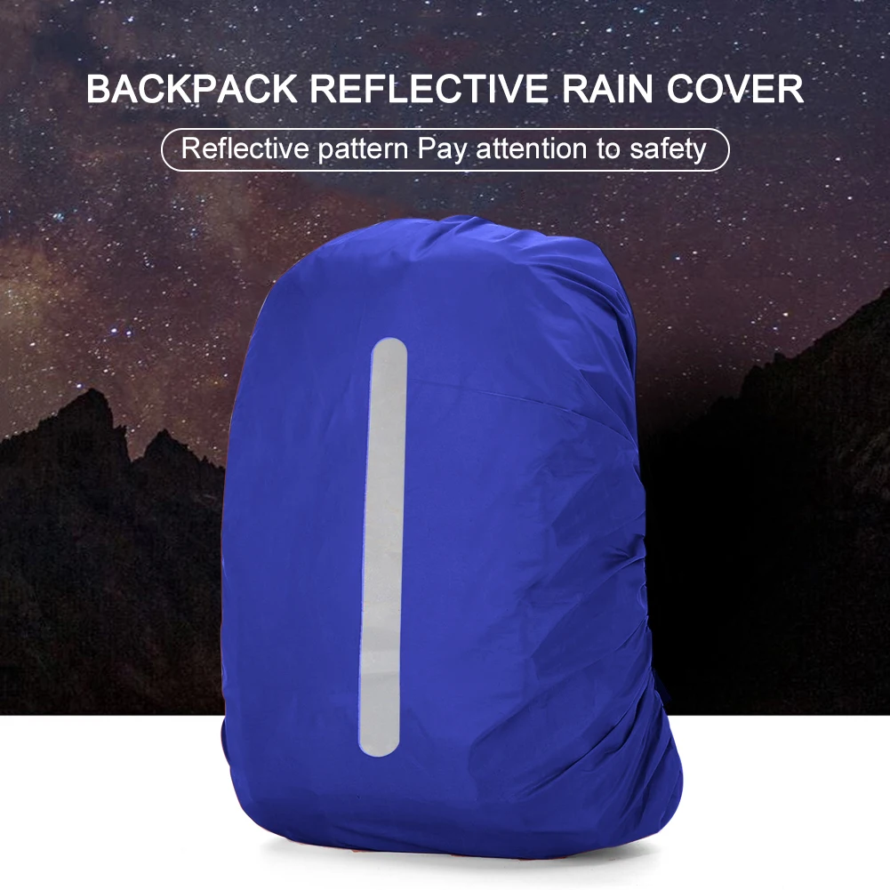 Mochila portátil à prova d'água, capa de chuva, bolsa escolar, capa de proteção com tiras reflexivas para acampamento ao ar livre, caminhadas