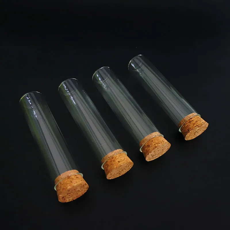 12pcs/lot 25x100mm Flat Bottom Glass Test Tube With Cork Stopper Cap For Kinds Of Tests/Experiments