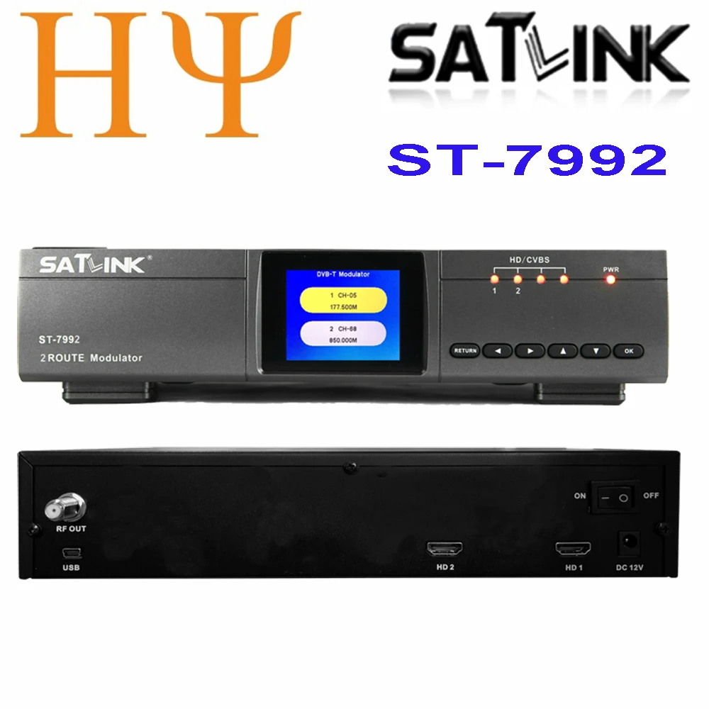 Original Satlink ST-7992 Modulator 2 channel convert HD/AV signals into DVB-T/DVB-C/ISDB-T RF out