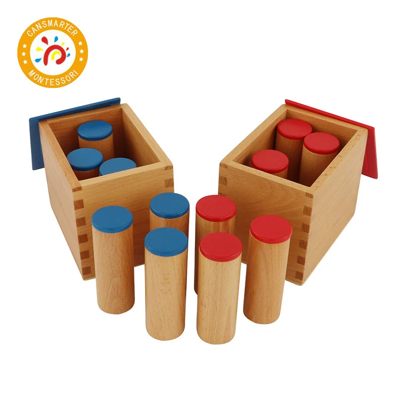 Montessori Learning Material International Version Sound Boxes Wooden Beech Blue Red Painting Sensorial Exercise Educational Toy