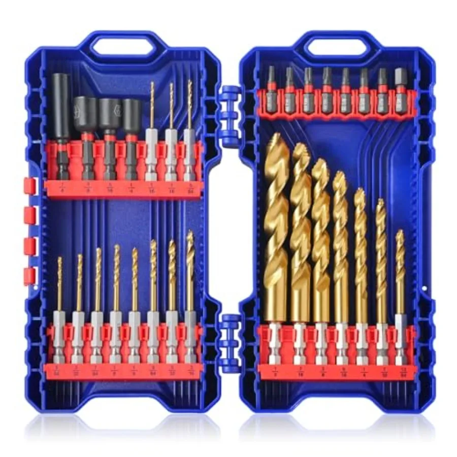 

Hex Shank Drill Bit Set 1/16"-1/2" for Impact Drivers Titanium Drill Bits for Metal Steel and Acrylic - No Pilot Hole Needed -
