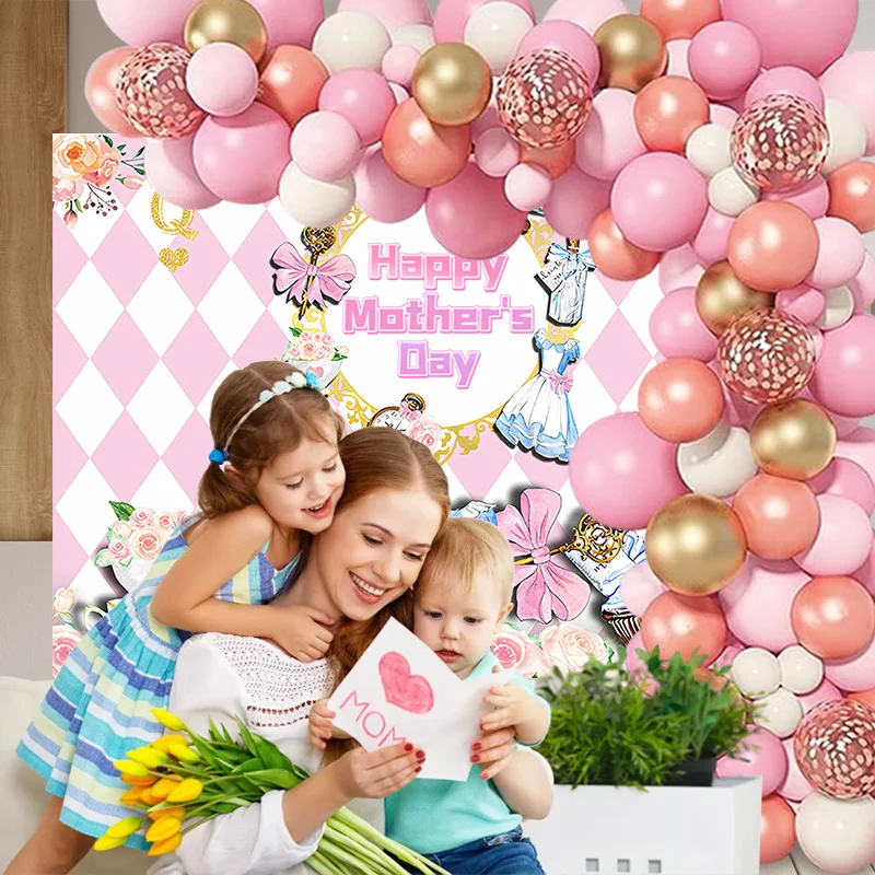 113Pcs Wedding Happy Birthday Baby Gift Party Theme Party Decoration Balloon Mother's Day Pink Series Balloon wreath Arch Set