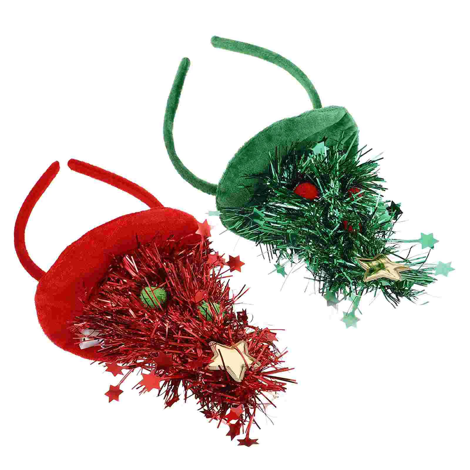 

2 Pcs Christmas Tree Headband Xmas Costumes Elasticity Hair Hoop Sequin Silk Decorations Child Women's Headbands