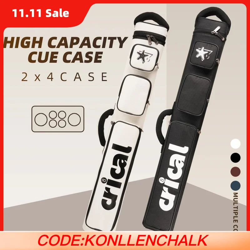 

CRICAL Cue Case Bag 2Butts 4Shafts Hard 2x4 Pool Case 86cm Length Oxford Cloth Billiard Stick Carrying Case Billiard Accessories